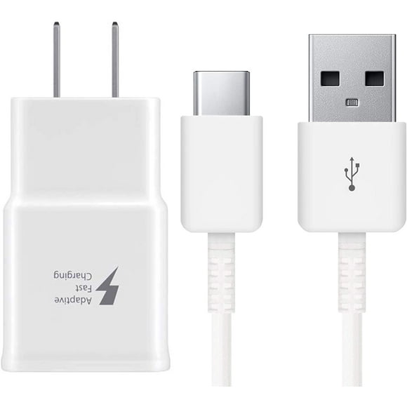 Adaptive Fast Wall Charger Adapter with USB Type C Cable Cord Compatible with Samsung Galaxy S10 S10e / S9 / S9+ / S8 / S8 Plus/Active/Note 8 / Note 9