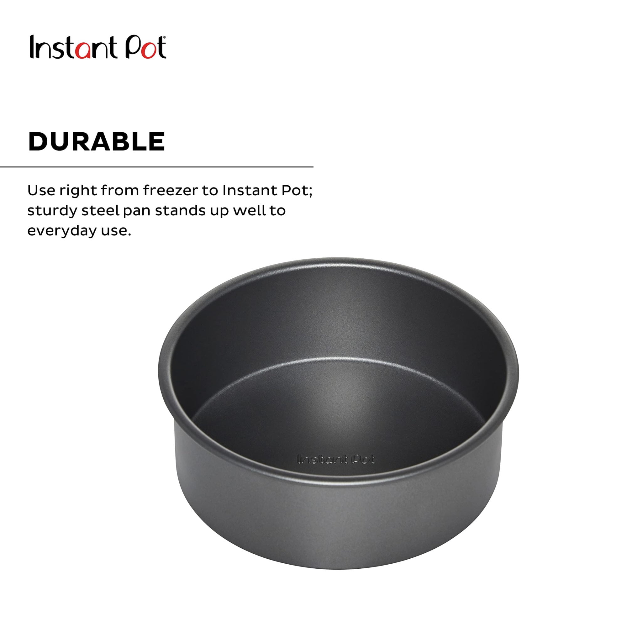 Instant Pot Official 7.5" Round Cake Pan Set of 2 - Nonstick, Heavy-Duty, Oven Safe, Baking, Cooking & Storing - Compatible with 6-Quart & 8-Quart Cookers, Vortex Air Fryer & Duo Crisp (Grey)