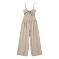 thumbnail image 4 of Jumpsuits for Women Sleeveless Cut-Out Waist U-Neck Spaghetti Strap Backless Tie-Back Ruched High Waist Summer Romper S, 4 of 6