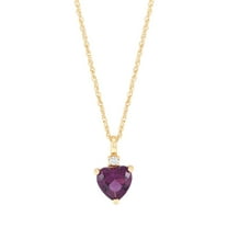 Brilliance Fine Jewelry Heart Simulated Amethyst and White Cubic Zirconia Pendant Necklace in Sterling Silver and 14KT Gold Plate