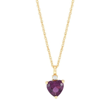 Brilliance Fine Jewelry Heart Simulated Amethyst and White Cubic Zirconia Pendant Necklace in Sterling Silver and 14KT Gold Plate