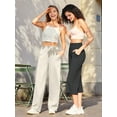 thumbnail image 4 of Yoga Pants Women Wide Leg Pants with Pockets High Waist Stretch Dress Casual Sweatpants White XL, 4 of 10