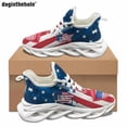 thumbnail image 1 of Zapatillas clásicas Doginthehole de moda para mujer, diseño moderno con estampado de bandera estadounidense, zapatos casuales con cordones para deportes al aire libre y para correr., 1 of 6
