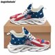 thumbnail image 1 of Zapatillas clásicas Doginthehole de moda para mujer, diseño moderno con estampado de bandera estadounidense, zapatos casuales con cordones para deportes al aire libre y para correr., 1 of 6