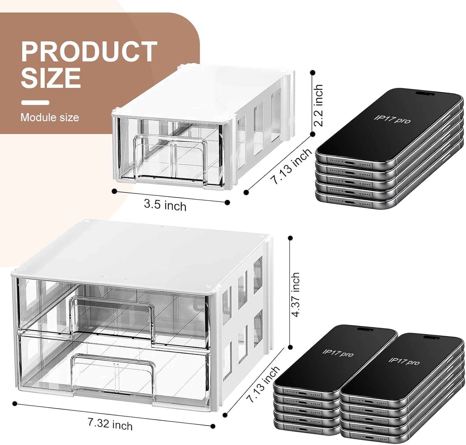 Desk organizer and accessories with 10 clear drawers,Office desk accessories storage,Makeup organizer,Modular Desktop organizer with drawers for Cosmetics,Office,Medicine,Jewelry,Craft (10pc)