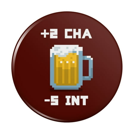 

8-Bit Pixel Retro Beer Charisma Buff Gamer Game Kitchen Refrigerator Locker Button Magnet