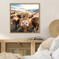 thumbnail image 2 of Kate and Laurel Sylvie Funny Animal Highland Cow Selfie Framed Canvas Wall Art by The Creative Bunch Studio, 22x22 Natural, Funny Cute Animal Art for Wall, 2 of 7