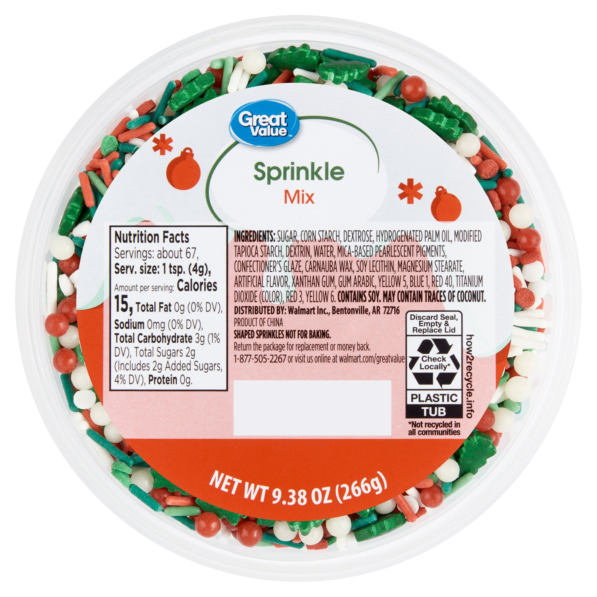 Great Value Green, Red & White Christmas Tree Sprinkle Mix, 9.38 oz -  Walmart.com