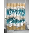 thumbnail image 5 of Boanket Polyester Fabric Life Is Better at The Beach Shower Curtain, Beige Blue Coastal Seaside Waterproof Bathtub Curtain Bathroom Decor Set with Hooks 72 x 84 Inches,, 5 of 6