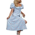 thumbnail image 3 of Women Ruffle Short Sleeve Square Neck Boho Floral Midi Dress Flowy A Line Long Dress, 3 of 7