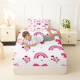 thumbnail image 3 of Manfei Pink Flowers Twin Fitted Sheet,Cute Coquette Bowtie Bedding,2 Pieces,1 Fitted Sheet and 1 Pillowcase, 3 of 6