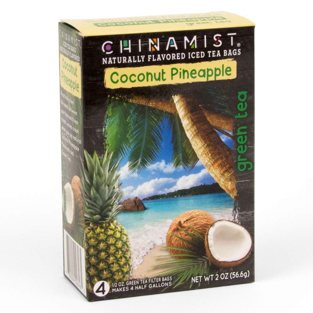 China Mist Naturally Flavored Coconut Pineapple Iced Tea Bags, 4-Count Box, 6-Pack (Each Bag Yields 1/2 Gallon)