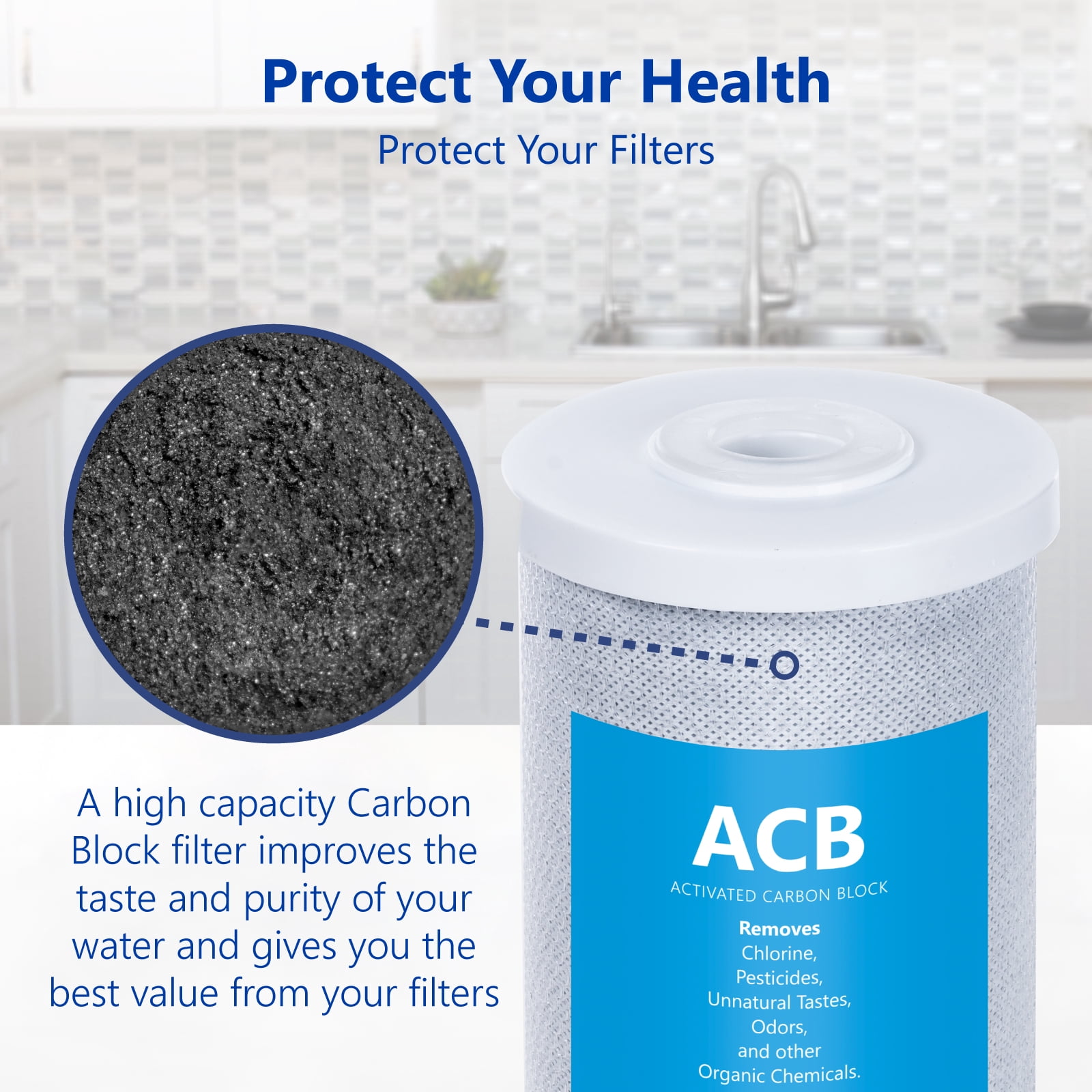 Express Water – 12 Pack Big Blue Filter Activated Carbon Block Replacement Filter – ACB Large Capacity Water Filter – Whole House Filtration – 5 Micron – 4.5” x 10” inch
