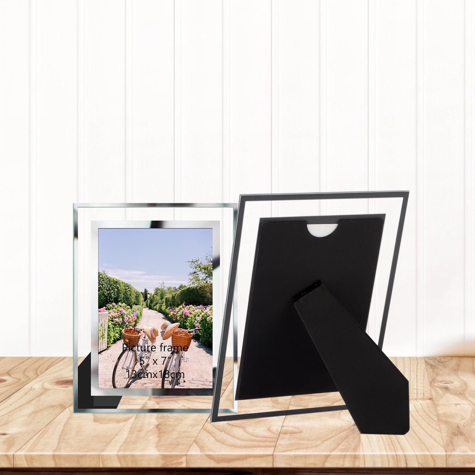 12 Packs 5x7 Glass Picture Frames, Clear Mirror Silver Wedding Photo Frames, Only for Tabletop Display