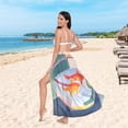 thumbnail image 6 of FORMRS Womens Long Sarong Beach Wrap Semi-Sheer Bikini Skirt Bathing Swimsuit Cover Up, Goldfish Bowl, 6 of 7