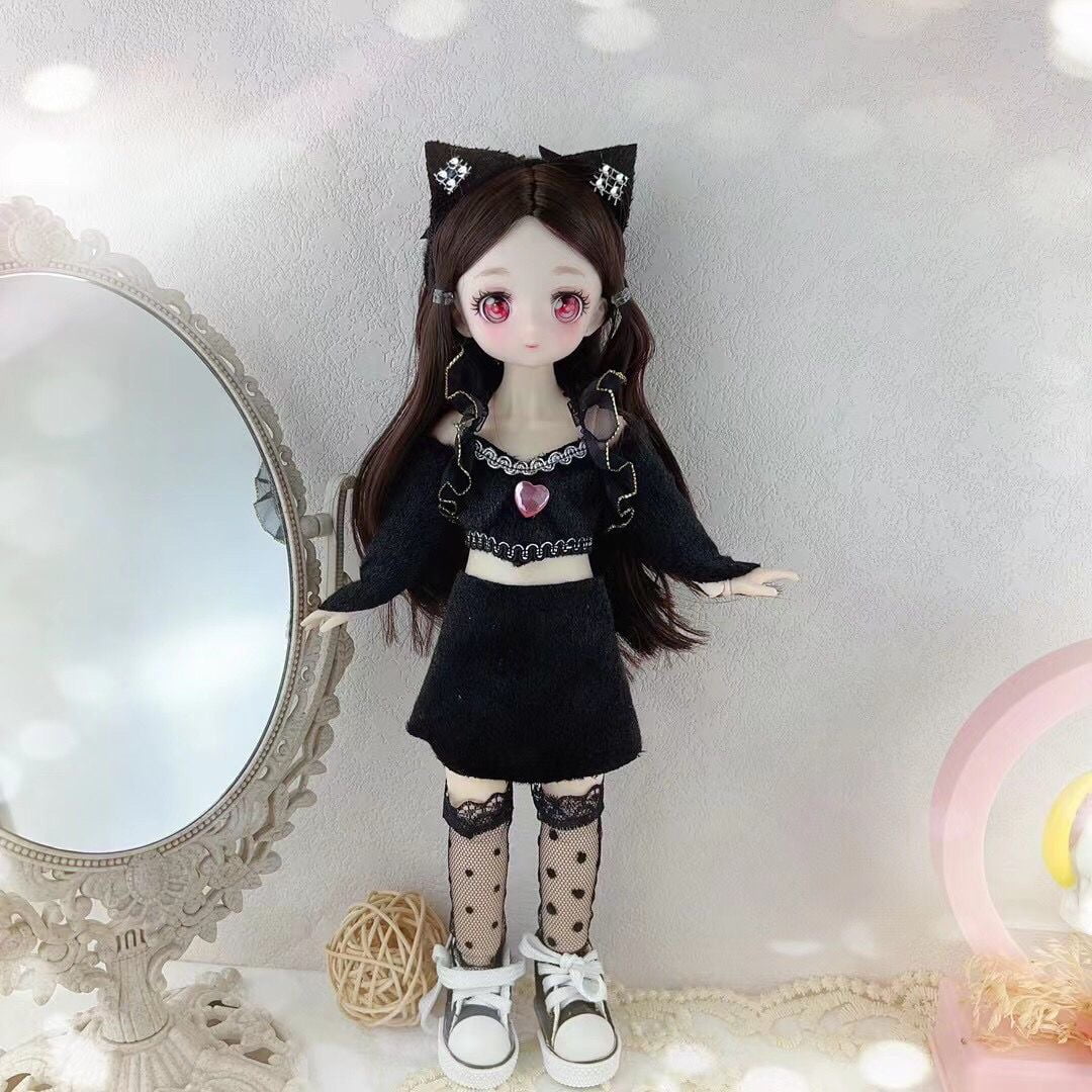 AFeng Reborn Doll 30cm Sphere Joint Doll Anime Girl Comic Face 6 inch Bjd Doll Girl Dress Up Children s Toy Give Girls Christmas Gifts