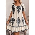 thumbnail image 4 of Women's Apricot Western Print Ruffled Short Sleeve Loose Dress - [ZhiHiMeRi] | (US 20-22)2XL, 4 of 12
