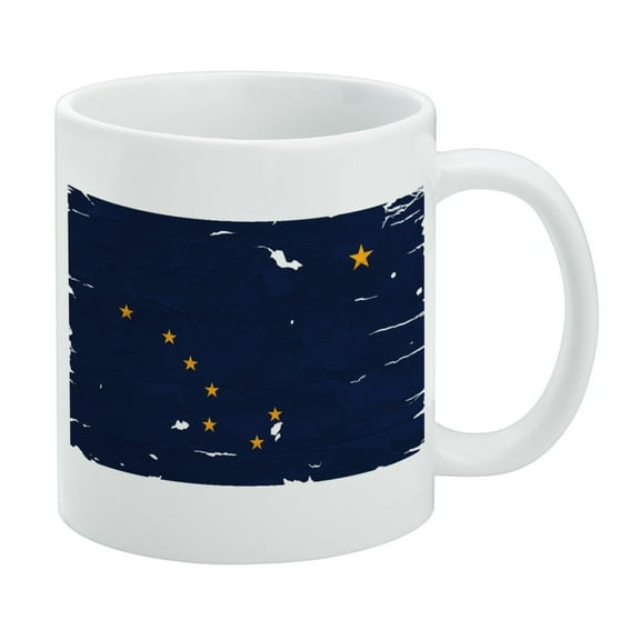 Rustic Alaska State Flag Distressed USA White Mug
