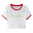thumbnail image 2 of NuoCaiYun Womens Summer Crop Tops Short Sleeve T Shirts Crew Neck Letter Print Casual Graphic Tees Fashion Trendy Blouses, 2 of 6
