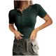thumbnail image 1 of Karight Women's Summer Tops Short Sleeve Shirts Ribbed Knit Henley Button Up T Shirts Slim Fit Casual Basic Tee, 1 of 6