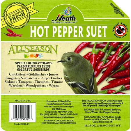 New Heath DD-25 All Season Suet Hot Pepper (Case of 12),1 Each