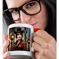thumbnail image 2 of 3drose, Striking Fantastic Lady in the City. Mechanical Gear, Devices. Gift, 15oz Two-tone Red Mug, 2 of 6