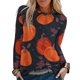 thumbnail image 2 of Camiseta de moda Sexy informal de Halloween para mujer, camiseta estampada de manga larga con cuello redondo y fruncido, blusa, Tops Pompotops FGAJ8148, 2 of 5