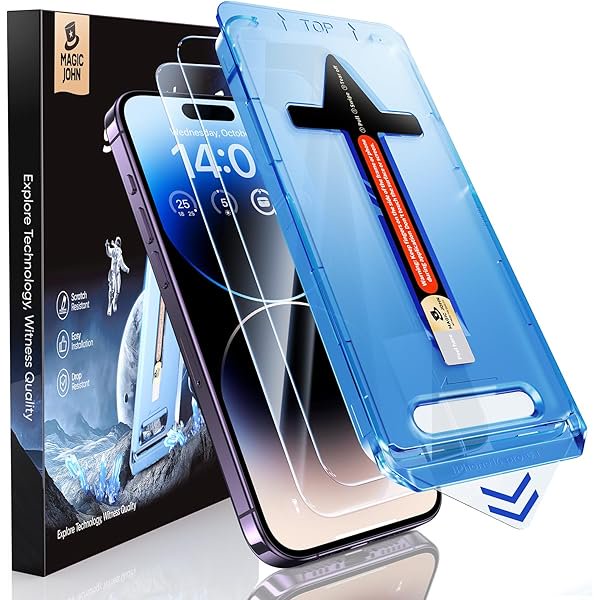 wonima44 2 Pack for iPhone 14 Pro 6.1 inch Tempered Glass Screen Protector, Auto Dust-Elimination Installation, Bubble Free, Dynamic Island Compatible, HD Clear, Easy Installation