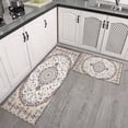 thumbnail image 3 of Boho Light Brown Pattern Kitchen Rugs and Mats Sets Of 2, Funny Kitchen Decoration Rubber Backing Non-Slip Absorbent Mats for Sink Waterproof Runner Rug for Laundry Room 17x30+17x48inch, 3 of 7