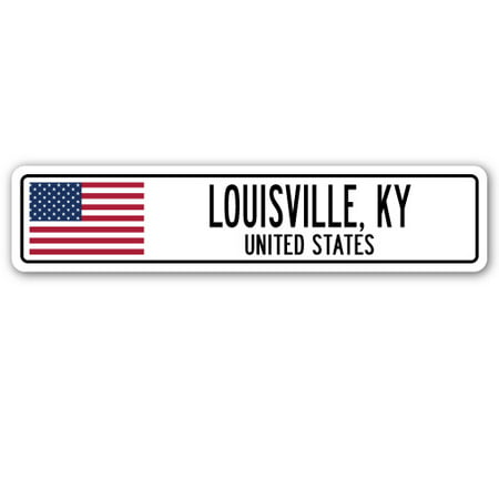 LOUISVILLE, KY, UNITED STATES Street Sign American flag city country   (Best Places To Visit In Louisville Ky)