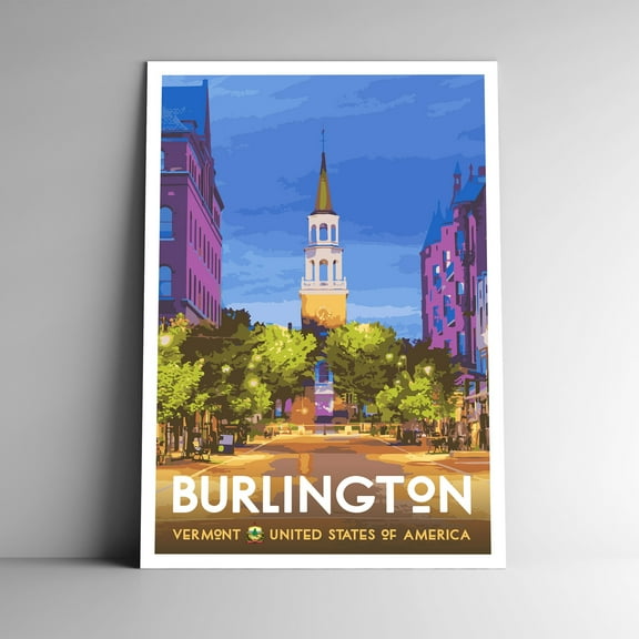 Burlington Vermont Vintage Travel Poster / Postcard WPA Style Retro