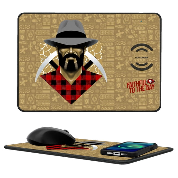 Keyscaper San Francisco 49ers 2024 Illustrated 15W Fast Wireless Charger and Mouse Pad