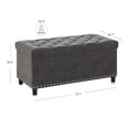 thumbnail image 2 of BELLEZE 35 Inch Storage Ottoman, Button-Tufted Ottoman Linen Storage Bench with Safety Close Hinge, Ottoman with Storage for Living Room, Entryway, Hallway, Foot Rest, Support 300lbs - Dark Grey, 2 of 7