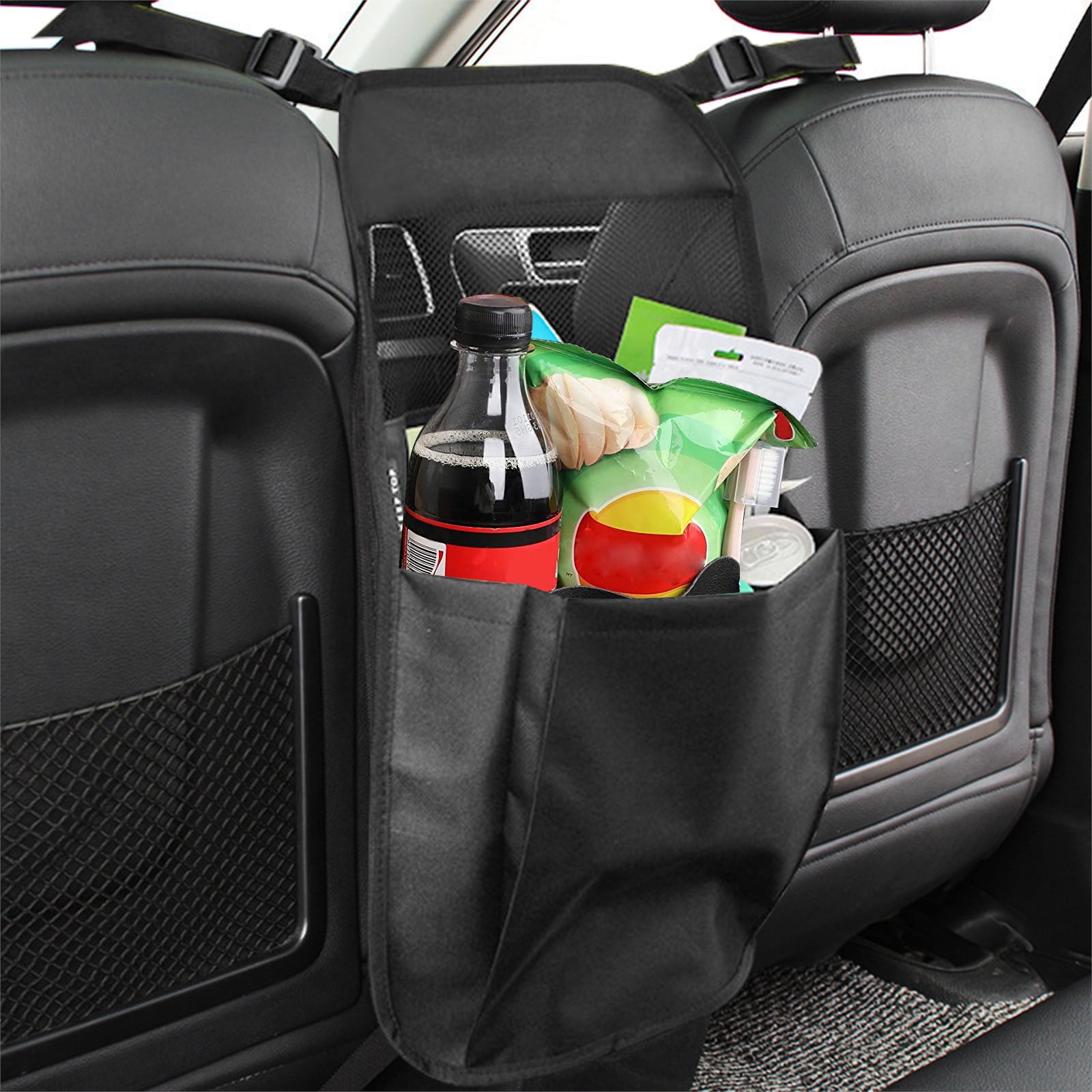 Car Net Pocket Handbag Holder,Leather Back Seat Organizers And Storage Mesh Large Capacity Bag For Purse Storage Phone Documents Pocket,Barrier Of Backseat Pet Kids 