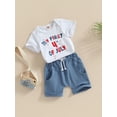 thumbnail image 3 of Bagilaanoe 4th of July Clothes for Newborn Baby Boy Girl Letter Print Short Sleeve Romper Tops + Shorts 3M 6M 12M 18M Infant Independence Day Outfits 2pcs Short Pants Set, 3 of 8