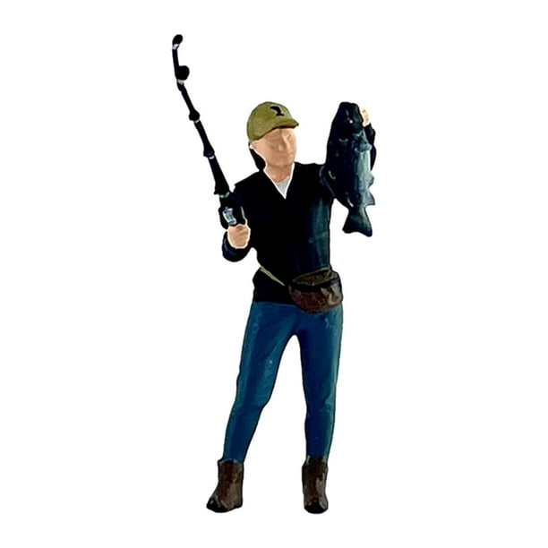 1/64 a escala Angler figura figura de resina mini accesorios fotográficos de fotografía Props decorativos Modelo de pesca Carácter de pesca con