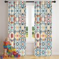 thumbnail image 5 of Blackout Kids Curtains,Multicolor Ethnic Geometric Patchwork Pattern Childrens Insulated Curtains Set Of 2,Bedroom Essentials,Toddler Room Decor 42x84in(106x213cm), 5 of 5