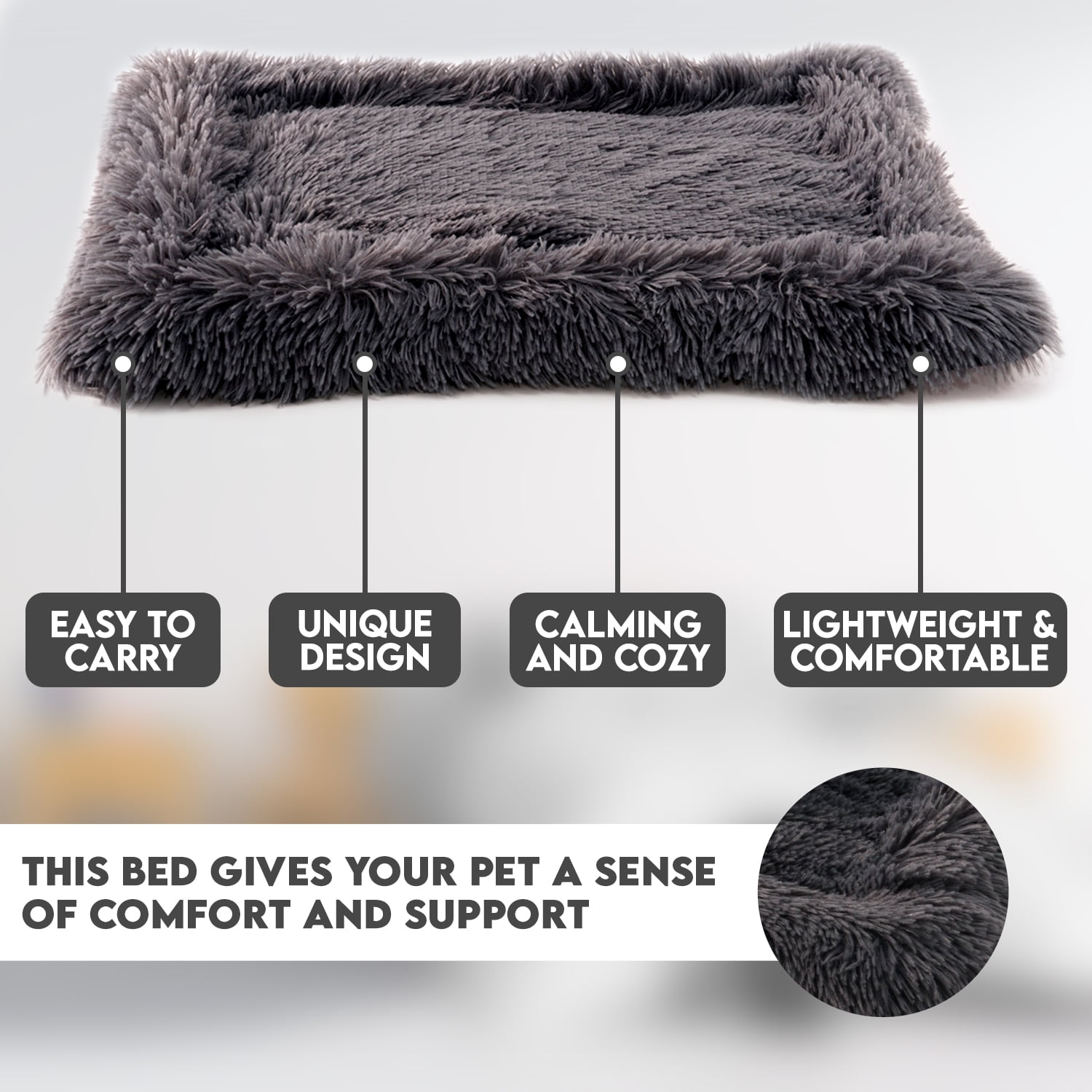 Precious Tails Eyelash Faux Fur Bordered Cat Dog Mat - Large