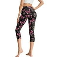 thumbnail image 2 of SCRAWLGOD Halloween Bow Skull Stars Black Women's Soft Capri Leggings with Pockets High Waist Tummy Control Crop 3/4 Leggings Slim Breathable Stretch Athletic Cropped Tights, XL, 2 of 7
