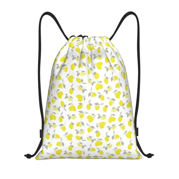 Fotbe Yellow Lemon Leaves Bolsa Mochila con Cordón Estampada, Bolsa de Gimnasio Deportiva, Bolsa Cinch, Bolsa con Cordón para Hombres y Mujeres-Small