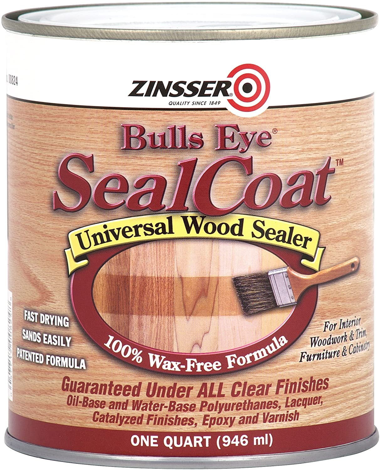 RustOleum Zinsser 824H 1Quart Bulls Eye Sealcoat Wood Sealer, Clear