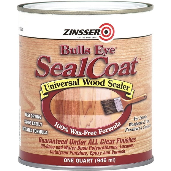 Rust-Oleum Zinsser 824H 1-Quart Bulls Eye Sealcoat Wood Sealer, Clear