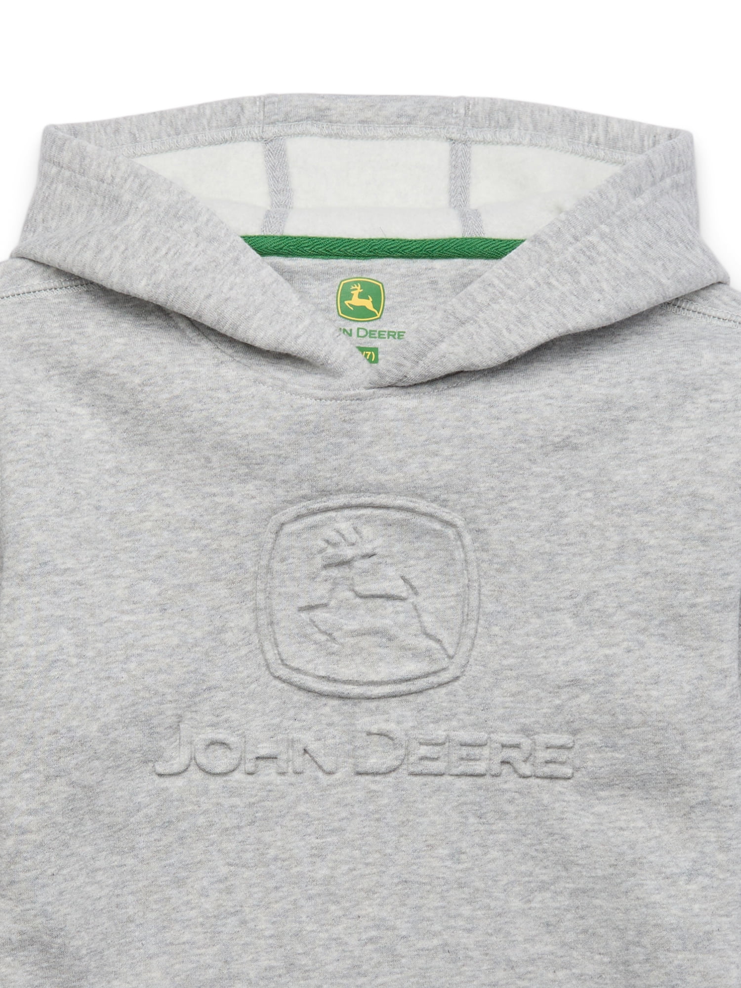 John Deere Boy's Embossed Fleece Graphic Pullover Hoodie, Grey Heather, Sizes 4-18