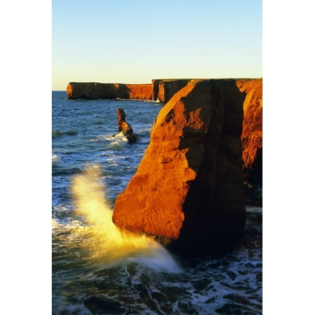 Pics Of Belle Sandstone Cliffs And Ocean Surf La Belle Anse Magdalen Islands Quebec Canvas Art - John Sylvester Design Pics (11 x 17) ()