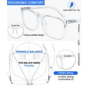 MARE AZZURO Reading Glasses 1.00 Men Oversize Square Readers for Large Head 1.0 1.25 1.5 1.75 2.0 2.25 2.5 2.75 3.0 3.5 4.0 5.0 6.0 (Transparent, 100), Polycarbonate Lens