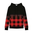 thumbnail image 5 of DYMADE Women Striped Plaid Gradient Colorblock Fleece Terry Long Sleeved Hooded Sweatshirt, 5 of 6