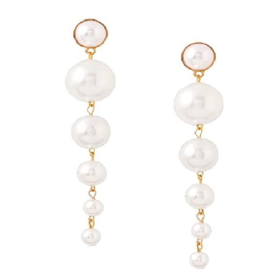 Gold Plated Long Pearl Earrings Set for Women Trendy Stylish Golden Hypoallergenic Lightweight Freshwater Cultured Pearl Dangle Earring Birthday Valentines Day Gift for Wife Girlfriend
