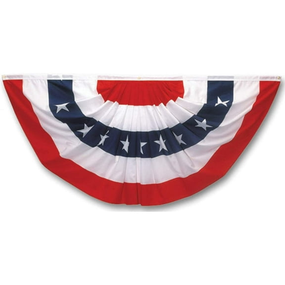 Valley Forge Pleated Fan Flag - Printed Stripes, Cotton - 3' x 6', Red/White/Blue