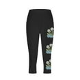 thumbnail image 4 of ClodeEU Women's Print Stretch Tight Capri Pants,Elastic Low Waist Knee Length Yoga Pants Black 03,Womens Plus XL, 4 of 4
