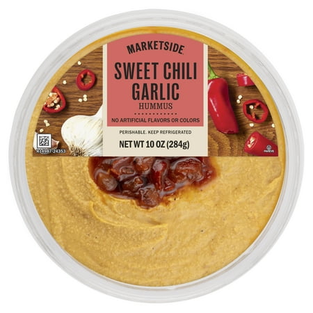 Marketside Sweet Chili Garlic Hummus 10 oz, Ready to Eat, Resealable Cup, 2Tbsp. (28g) Servings